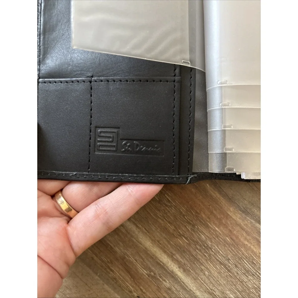 New Vnt St. Dennis Black Leather Address Book & 2 Inner Pockets Notepad 4